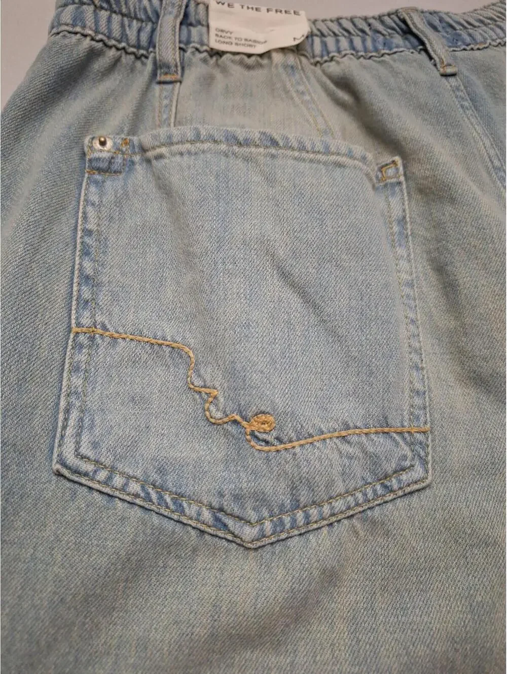 We The Free Curvy Back To Basics Light Blue Long Denim Shorts